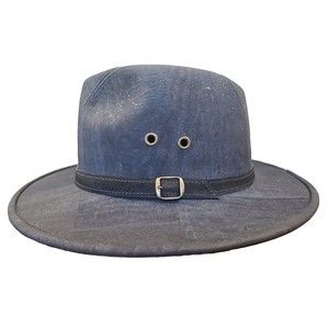 NEW Artelusa Cork Fedora Hat Belt BLUE Black Marble Made in Portugal NWT Size 60